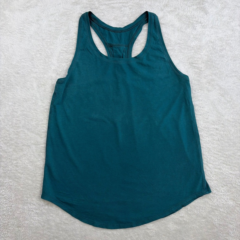 Lululemon Essential Tank Top Womens 6 Green Racerback Keyhole Pleated Yoga Gym